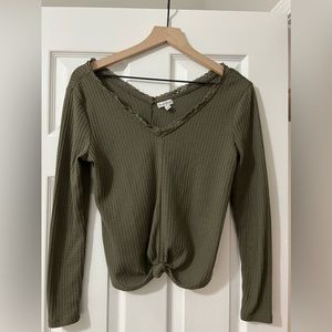 Love, Fire | Green long sleeve crop top